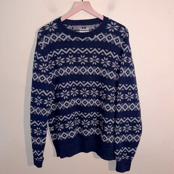 VNTG ST JOHNS BAY snowflake knit crewneck L - Picture 1 of 3